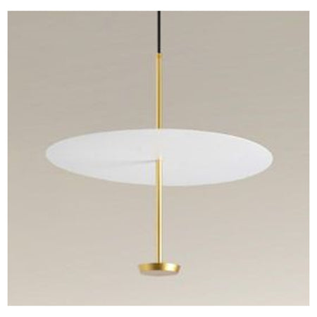 Lampadario A Sospensione Luce 6500k Led 18w Disco Paralume Piatto Bianco Oro Tondo 33207