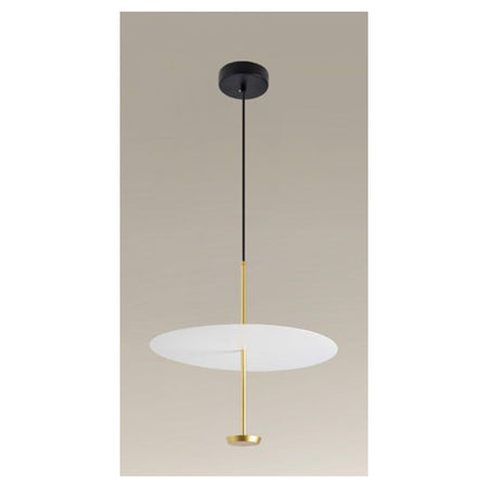 Lampadario A Sospensione Luce 6500k Led 18w Disco Paralume Piatto Bianco Oro Tondo 33207