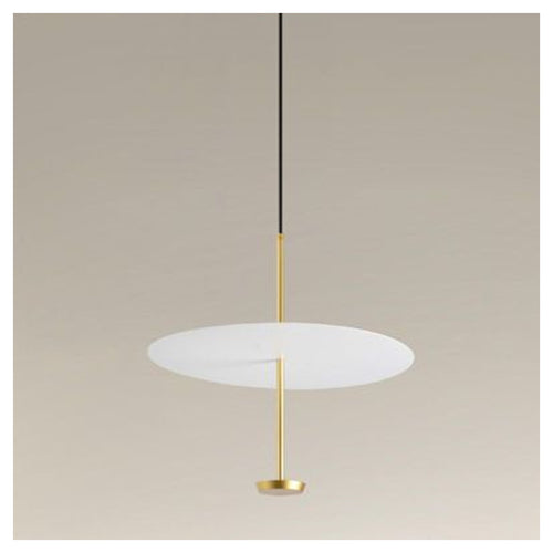 Lampadario A Sospensione Luce 6500k Led 18w Disco Paralume Piatto Bianco Oro Tondo 33207