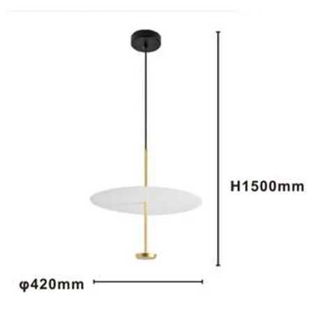 Lampadario A Sospensione Luce 6500k Led 18w Disco Paralume Piatto Bianco Oro Tondo 33207