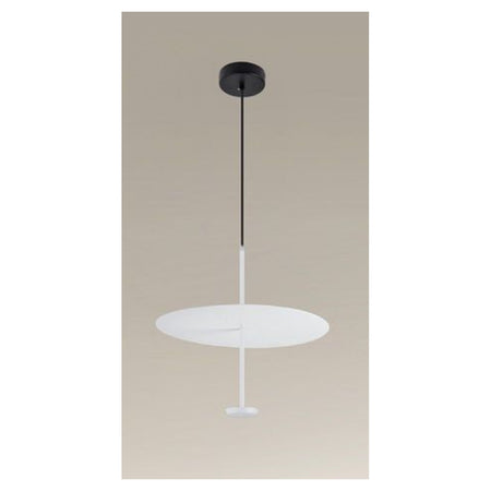 Lampadario A Sospensione Luce 6500k Led 18w Disco Paralume Piatto Bianco Rotondo 33160