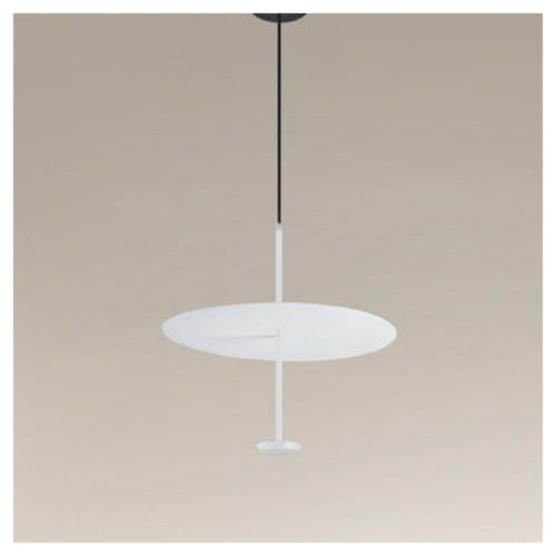 Lampadario A Sospensione Luce 6500k Led 18w Disco Paralume Piatto Bianco Rotondo 33160