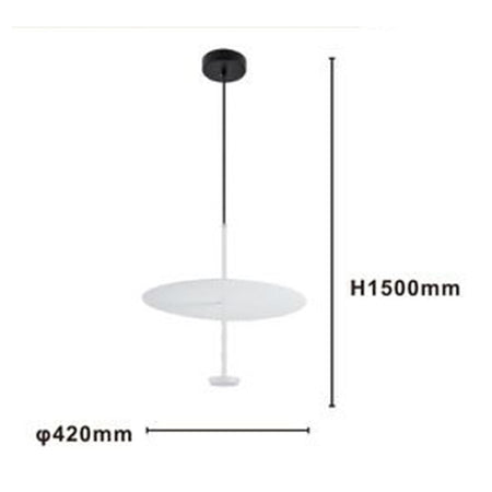 Lampadario A Sospensione Luce 6500k Led 18w Disco Paralume Piatto Bianco Rotondo 33160