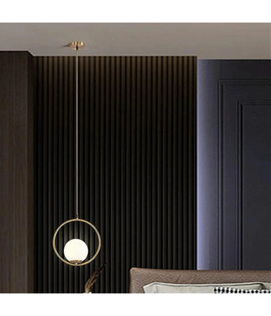 Lampadario A Sospensione Minimalista Lampada Metallo Bronzo Con Sfera Vetro G9 A97