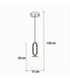 Lampadario A Sospensione Minimalista Ovale Metallo Bronzo Con Sfera Vetro G9 A96