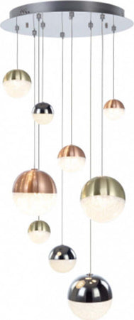 Lampadario-A-Sospensione-Moderno-Atomo-Metallo-9-Sfere-Cromo-Cristallo-Led-54W
