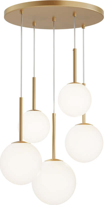 Lampadario-A-Sospensione-Moderno-Basic-Form-Metallo-Oro-Vetro-5-Luci-E14-40W
