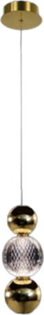Lampadario-A-Sospensione-Moderno-Brillante-3-Sfere-Acrilico-Metallo-Oro-Led-6W