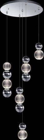 Lampadario-A-Sospensione-Moderno-Brillante-Acrilico-E-Metall-Ocromo-Led-27W