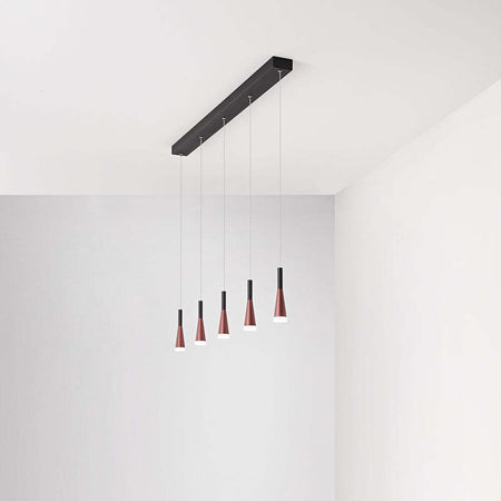 Lampadario-A-Sospensione-Moderno-Cone-Alluminio-Oro-5-Led-Integrato-7W