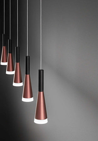 Lampadario-A-Sospensione-Moderno-Cone-Alluminio-Oro-5-Led-Integrato-7W