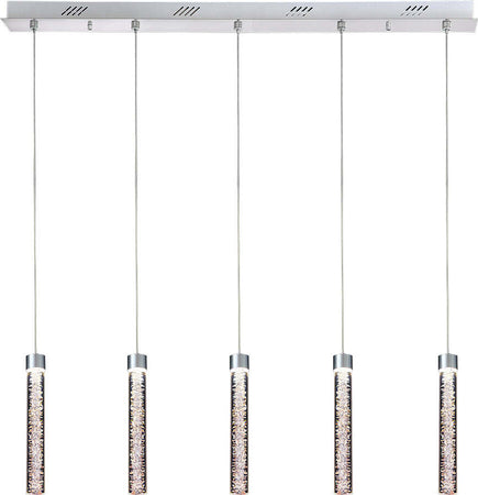 Lampadario-A-Sospensione-Moderno-Crackle-5-Luci-Metallo-Cromo-Vetro-Led-24W