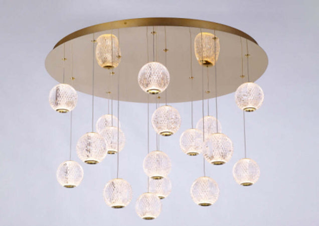 Lampadario-A-Sospensione-Moderno-Diamante-Acrilico-Oro-17-Luci-A-Sfera-Led-71,4W