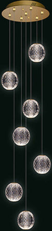 Lampadario-A-Sospensione-Moderno-Diamante-Acrilico-Oro-7-Luci-A-Sfera-Led-29,4W