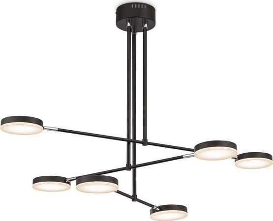 Lampadario-A-Sospensione-Moderno-Fad-Metallo-Nero-Acrilico-6-Luci-Led-40W