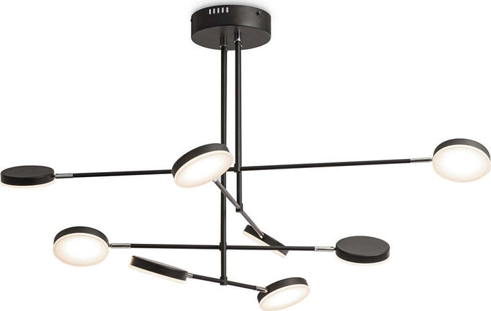 Lampadario-A-Sospensione-Moderno-Fad-Metallo-Nero-Acrilico-8-Luci-Led49W