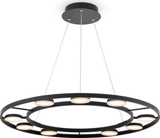 Lampadario-A-Sospensione-Moderno-Fad-Metallo-Nero-Acrilico-9-Luci-Led-63W