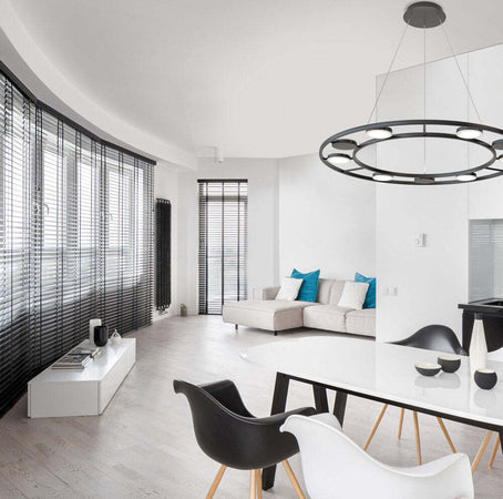 Lampadario-A-Sospensione-Moderno-Fad-Metallo-Nero-Acrilico-9-Luci-Led-63W