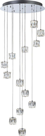 Lampadario-A-Sospensione-Moderno-Glacier-13-Metallo-Cromo-Cristallo-Led-46,8W