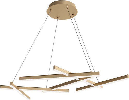 Lampadario-A-Sospensione-Moderno-Line-Metallo-Oro-Acrilico-6-Luci-Led-75W