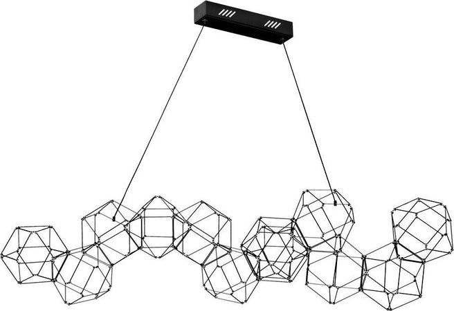 Lampadario-A-Sospensione-Moderno-Lucciola-Metallo-Cromato-Nero-Led-12-Esagoni
