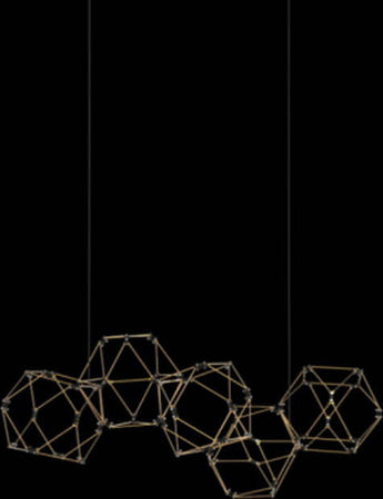 Lampadario-A-Sospensione-Moderno-Lucciola-Metallo-Oro-5-Esagoni-Led-24W