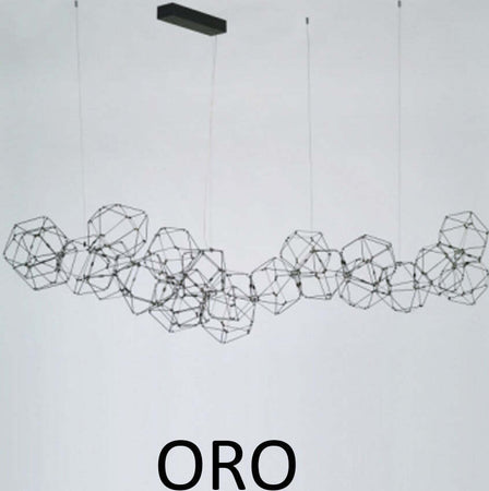 Lampadario-A-Sospensione-Moderno-Lucciola-Metallo-Oro-Led-21-Esagoni