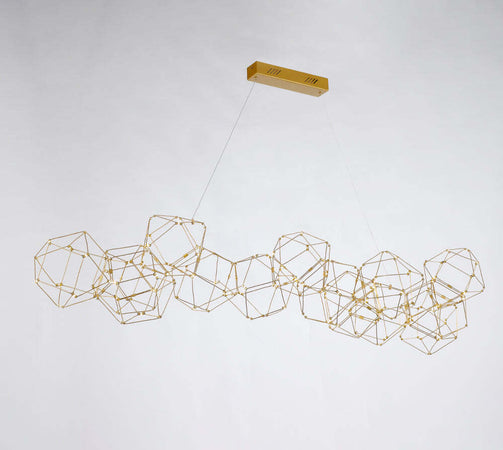 Lampadario-A-Sospensione-Moderno-Lucciola-Metallo-Oro-Led-67,2W-14-Esagoni