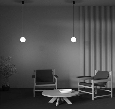 Lampadario-A-Sospensione-Moderno-Luna-Alluminio-Nero-Luce-Led-Integrato-5W-Calda