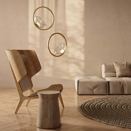 Lampadario-A-Sospensione-Moderno-Lunare-Metallo-Ottone-Vetro-Luce-Led-5W