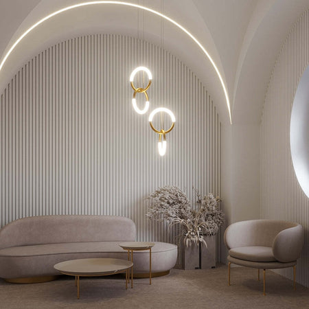 Lampadario-A-Sospensione-Moderno-Node-Metallo-Oro-2-Luci-Led-18W