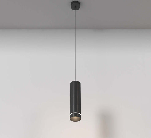 Lampadario-A-Sospensione-Moderno-Orlo-Alluminio-Nero-Luce-Led-Integrato-12W