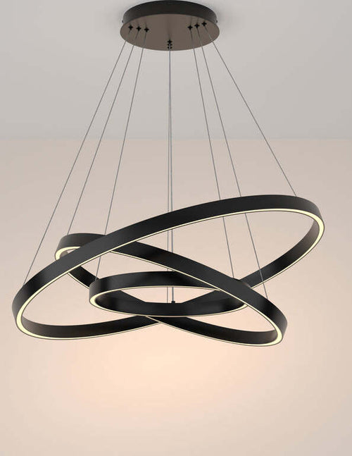 Lampadario-A-Sospensione-Moderno-Rim-Alluminio-Nero-Luce-Led-115W