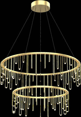 Lampadario-A-Sospensione-Moderno-Scintilla-2-Livelli-Ottone-Oro-Led-36,7W