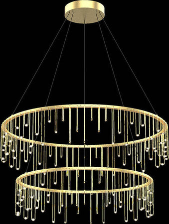 Lampadario-A-Sospensione-Moderno-Scintilla-2-Livelli-Ottone-Oro-Led-49,6W