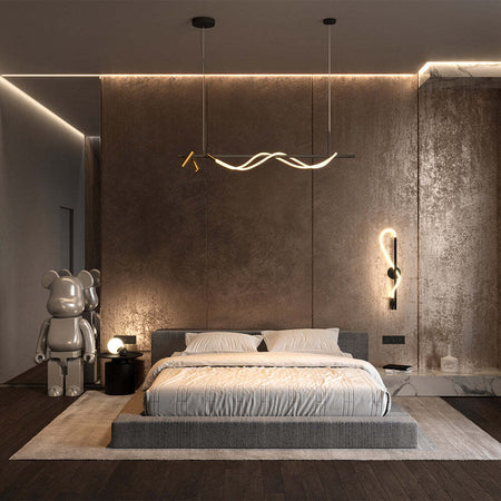 Lampadario-A-Sospensione-Moderno-Tau-Alluminio-Nero-Luce-Led-30W