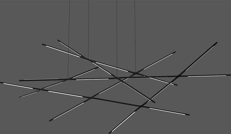 Lampadario-A-Sospensione-Moderno-Tubular-23-Luci-Metallo-Nero-Opaco-Led-92W