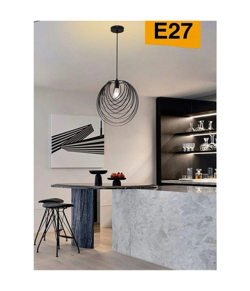 Lampadario A Sospensione Nero E27 Lampada Geometrica Da Soffitto Decorativa B86