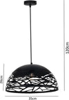 Lampadario-A-Sospensione-Paralume-In-Metallo-Traforato-Portalampada-E27-Nero