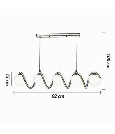 Lampadario A Sospensione Soffitto Twister Con 5 Sfere Vetro Lampada Bronzo G9 B96