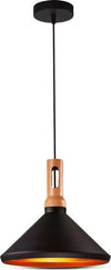 Lampadario-A-Sospensione-Stile-Industriale-Pendente-Attacco-E27-Paralume-Nero
