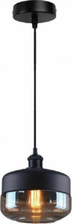 Lampadario-A-Sospensione-Vintage-Da-Soffitto-E27-Nero-Vetro-Effetto-Ambrato-Lp13