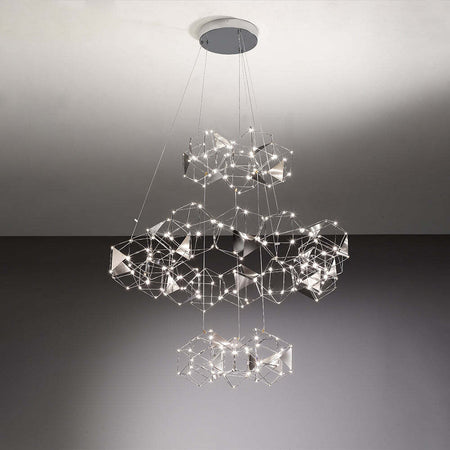 Lampadario-A-Sospensioni-Moderno-Lucciola-Pro-Metallo-Oro-Led-120W-3-Livelli
