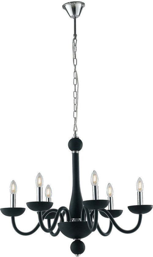 Lampadario Alfiere Nero 6Xe14 74X59Cm Illuminazione/Illuminazione per interni/Lampadari lampade a sospensione e plafoniere/Lampadari Led Mall Home - Napoli, Commerciovirtuoso.it