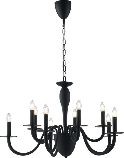 Lampadario Armstrong Nero 10Xe14 92X53Cm Illuminazione/Illuminazione per interni/Lampadari lampade a sospensione e plafoniere/Lampadari Led Mall Home - Napoli, Commerciovirtuoso.it