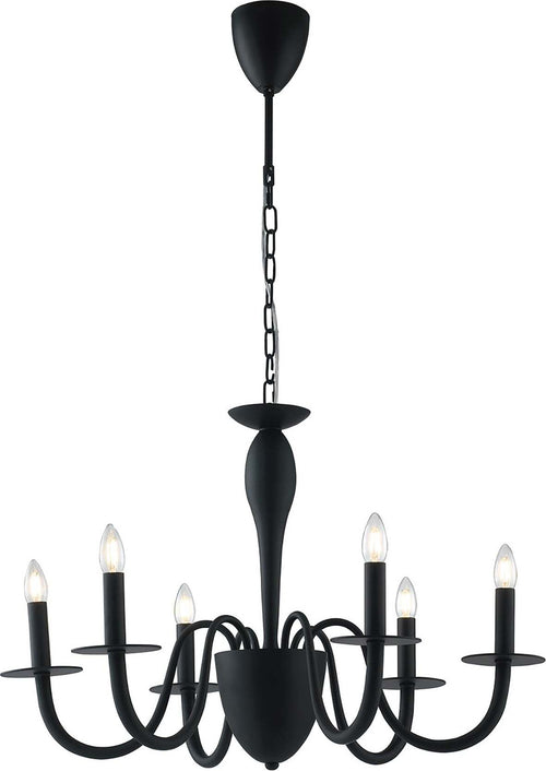 Lampadario Armstrong Nero 6Xe14 78X53Cm Illuminazione/Illuminazione per interni/Lampadari lampade a sospensione e plafoniere/Lampadari Led Mall Home - Napoli, Commerciovirtuoso.it