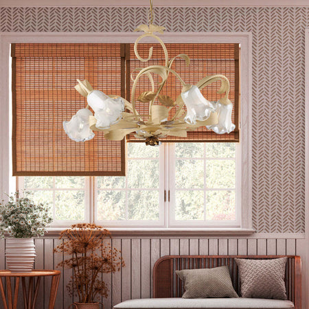 Lampadario-Arte-Povera-Cesto-Avorio-E-Oro-5-Luci-E14