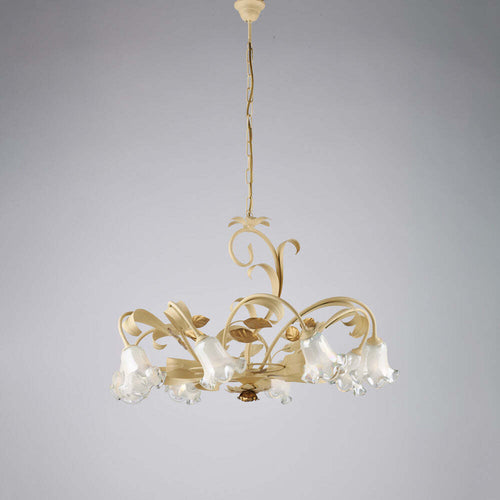 Lampadario-Arte-Povera-Cesto-Avorio-E-Oro-8-Luci-E14