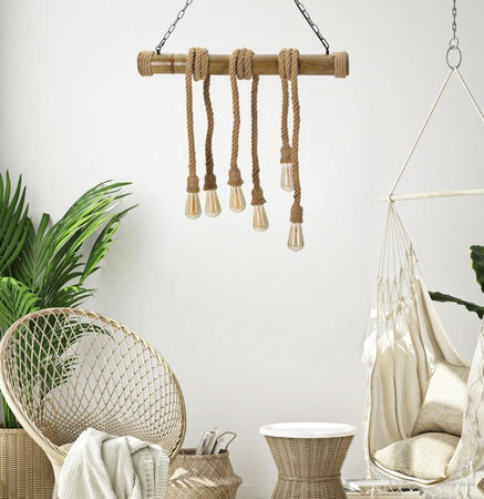 Lampadario-Bamboo/Rope-Cm-80X15X120