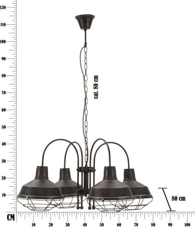 Lampadario Bronks 4 Luci Cm  80X80X40 (Catena Cm 80) Illuminazione/Illuminazione per interni/Lampadari lampade a sospensione e plafoniere/Lampadari Led Mall Home - Napoli, Commerciovirtuoso.it